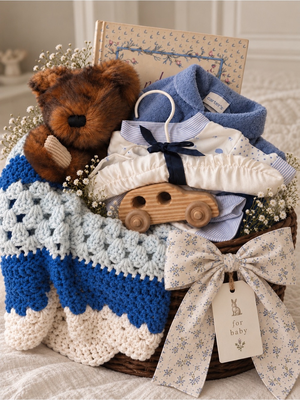 Heirloom Vintage baby boy gift basket
